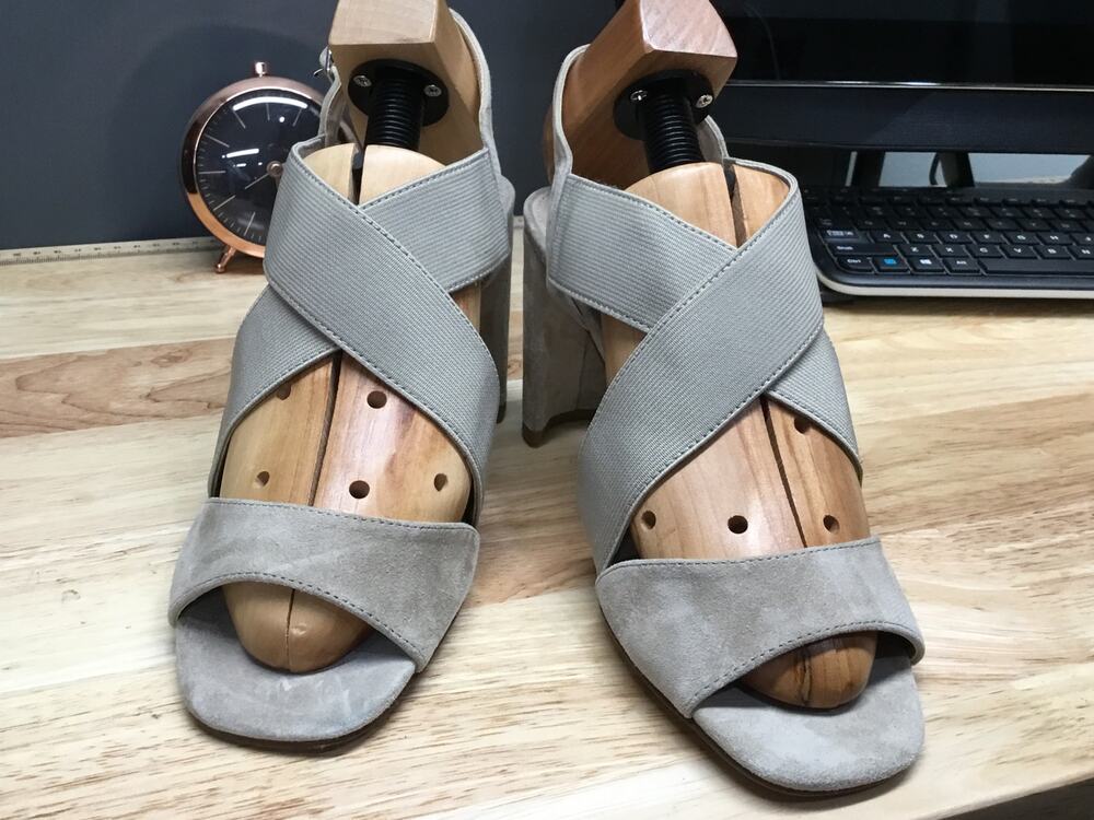 Pelle Moda Nylon Sandals Women's 9.5 Beige Slingback Classic Platform Heels